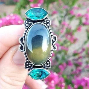 New Jasper & Emerald 925 Silver Ring.